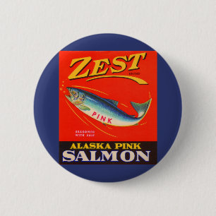 1930s Zest pink salmon can label 2 Inch Round Button