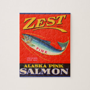 1930s Zest pink salmon can label Jigsaw Puzzle