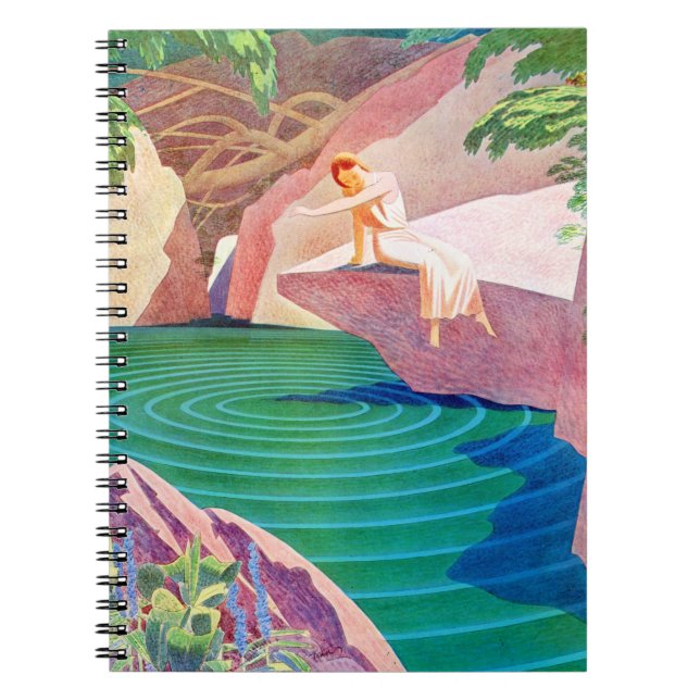 1931 art deco woman by a pond notebook (Front)