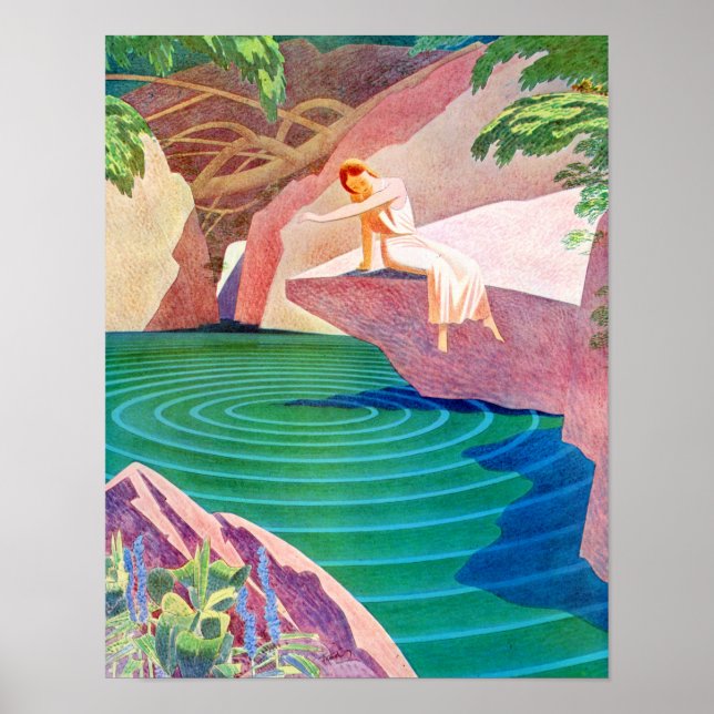 1931 art deco woman by a pond poster (Front)