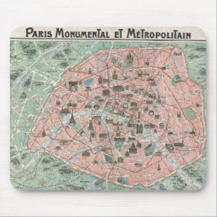 1932 Art Deco Map of Paris, France Mouse Pad