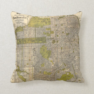 1932 Candrain Map of San Francisco California Throw Pillow