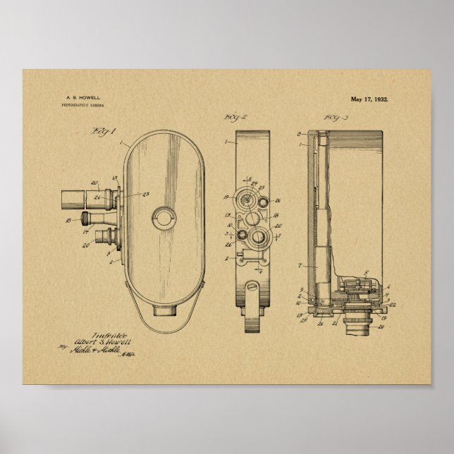 1932 Vintage Camera Patent Art Drawing Print (Front)