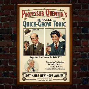 1932 Vintage Hair Quick-Grow Tonic Advertising Poster
