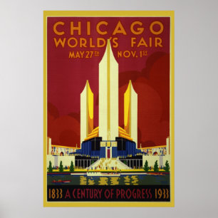 1933 affiche de l'Exposition universelle 36 x 24
