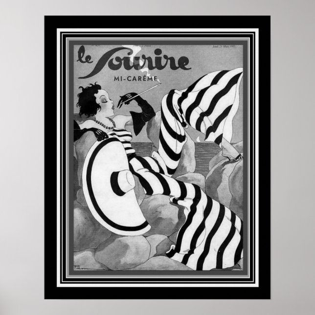 1933 Art déco noir et blanc Poster Le Sourire (Devant)