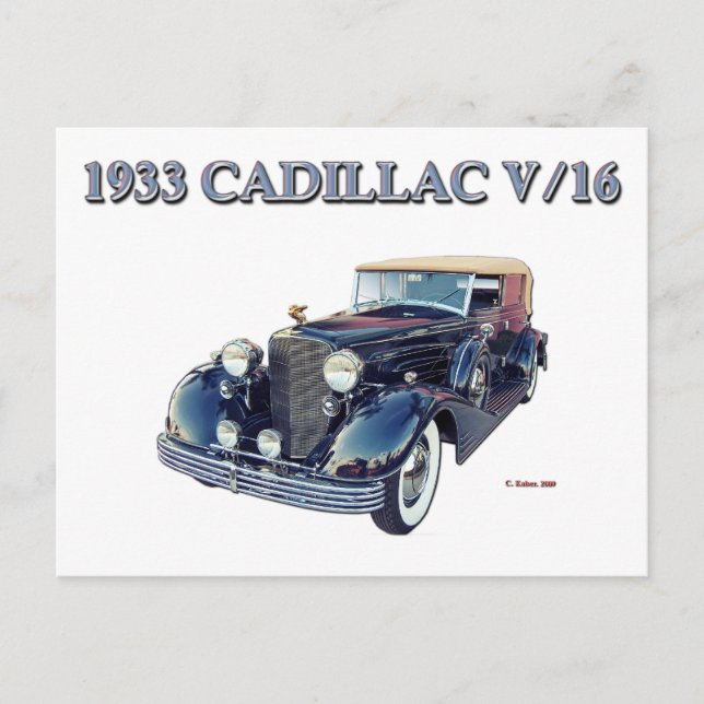 1933 CADILLAC V/16 POSTCARD (Front)