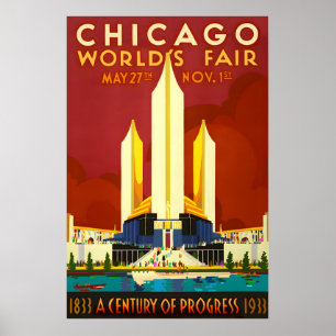 1933 CHICAGO WORLD'S FAIR Century of Progress New Poster