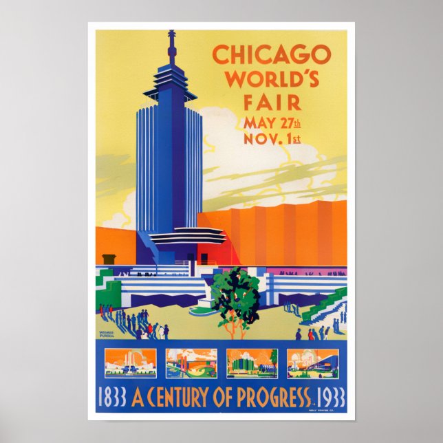 1933 Chicago World's Fair vintage travel poster (Front)