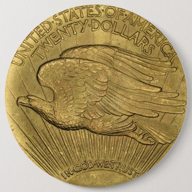 1933 Double Eagle Gold Coin 6 Inch Round Button (Front)