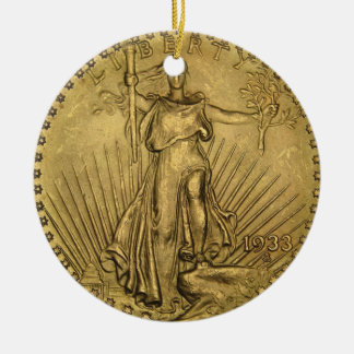 1933 Double Eagle Gold Coin Ceramic Ornament