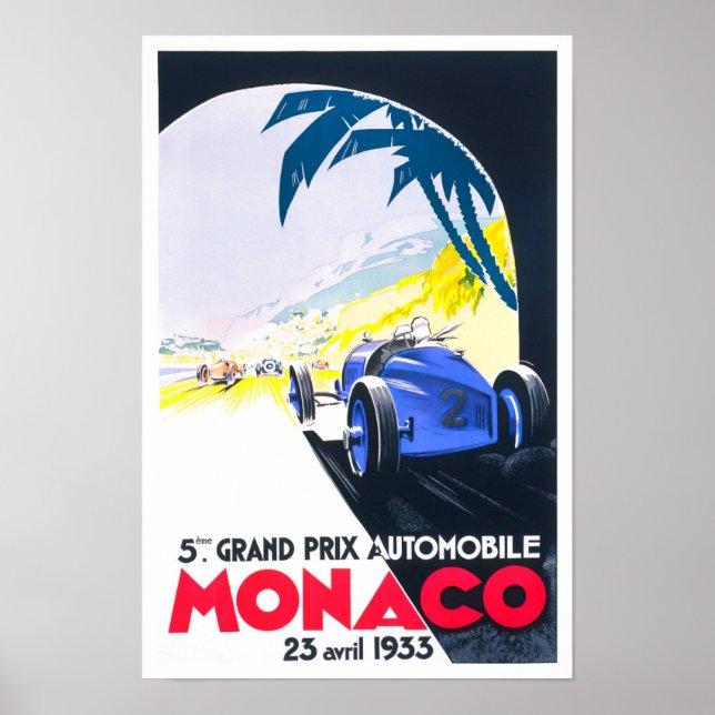 1933 Monaco Grand Prix vintage racing Poster (Front)