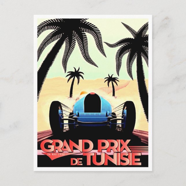 1933 Tunisia Grand Prix vintage racing Postcard (Front)
