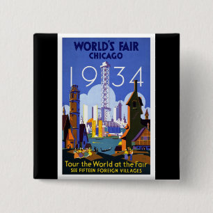 1934 Chicago World's Fair 2 Inch Square Button
