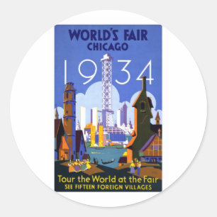 1934 Chicago World's Fair Classic Round Sticker