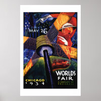 1934 Chicago Worlds Fair Vintage Style Travel