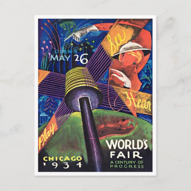 1934 Chicago World's Fair vintage travel postcard (Front)