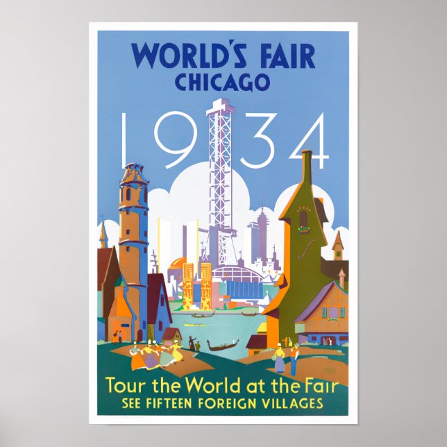 1934 Chicago World's Fair vintage travel poster (Front)