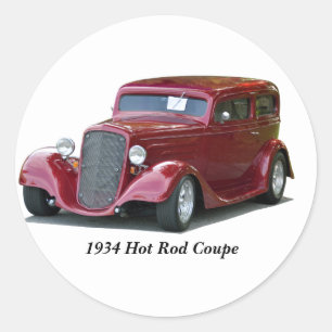 1934 Customized Coupe Hot Rod Classic Round Sticker
