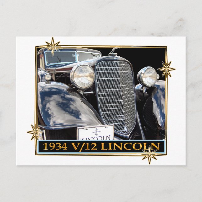1934 V-12 LINCOLN POSTCARD (Front)