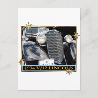 1934 V-12 LINCOLN POSTCARD