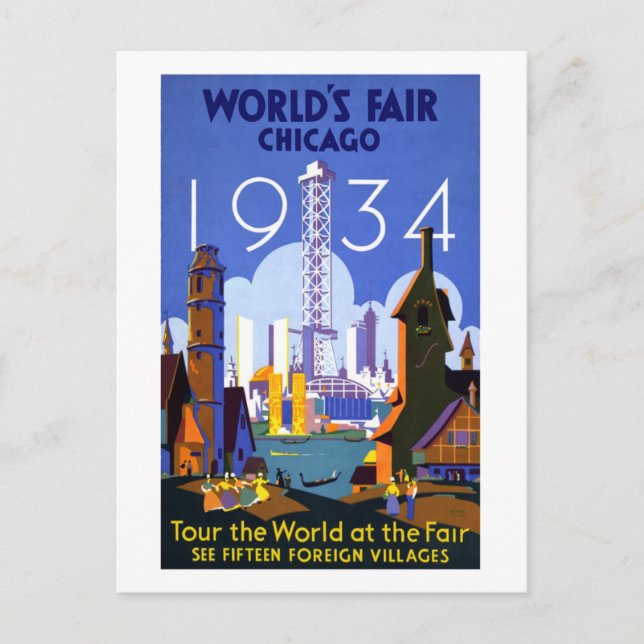 1934 World's Fair Chicago Postcard (Front)