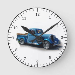 1935 blue truck wall clock