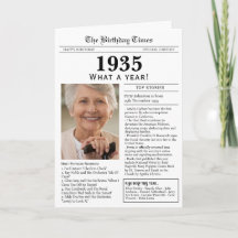1935 Journal Carte d'anniversaire 90e anniversaire