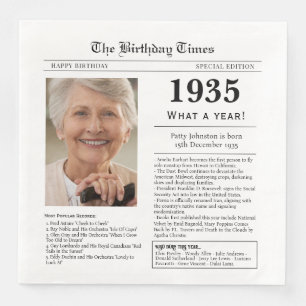 1935 Newspaper Birthday Napkin