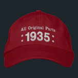 1935 or Any Year 80th Birthday A02B RED and WHITE Embroidered Hat<br><div class="desc">Born in 1935 or Any Year 80th Birthday A02B RED and WHITE Embroidery with STARS - All Original Parts. Fun birthday hat that you can personalize with a sentiment, name, and year. All text is totally customizable, so also suitable for a 81st 82nd 83rd 84th 85th 86th 87th 88th 89th...</div>