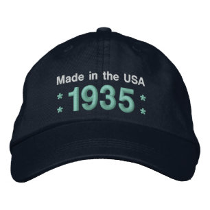 1935 or Any Year 80th Birthday A6A BLACK and TEAL Embroidered Hat