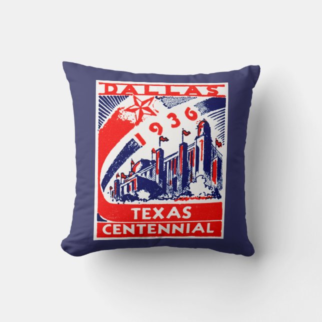 1936 Dallas Texas Centennial Throw Pillow (Front)