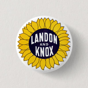 1936 Elect Landon and Knox 1 Inch Round Button