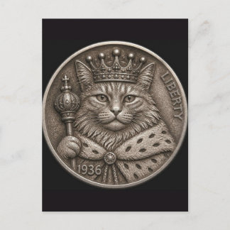 1936 Hobo Nickel Cat King Royal Coin Art Postcard