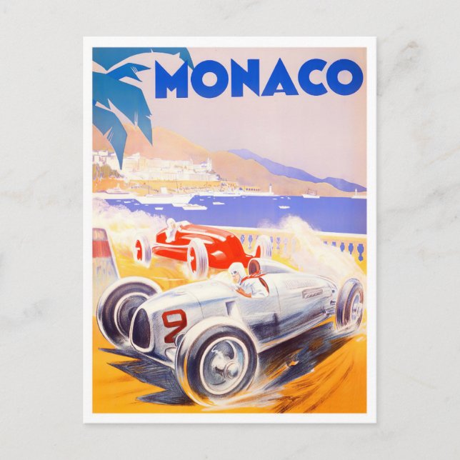 1936 Monaco Grand Prix vintage racing Postcard (Front)