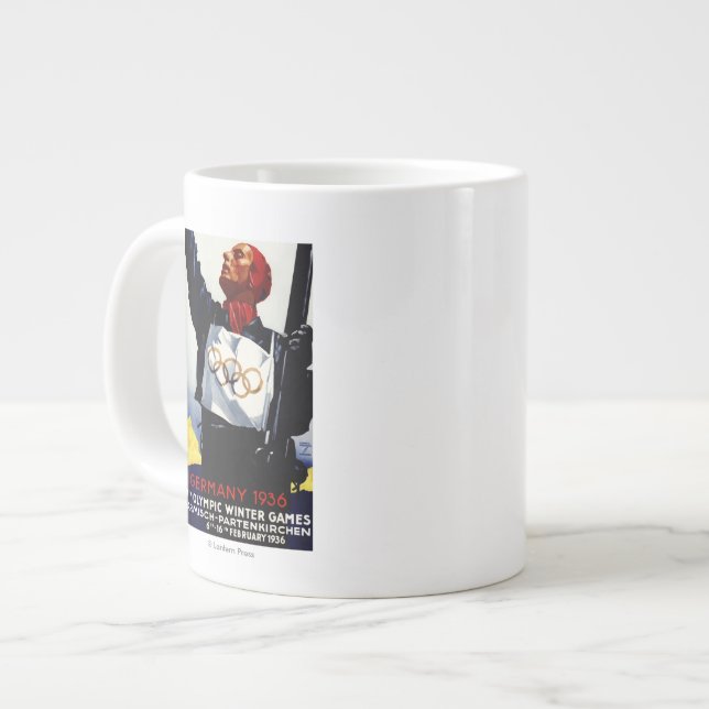 1936 Olympic Winter Games Advertisement Poster Large Coffee Mug (Front Left)