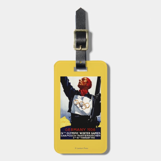1936 Olympic Winter Games Advertisement Poster Luggage Tag (Front Vertical)