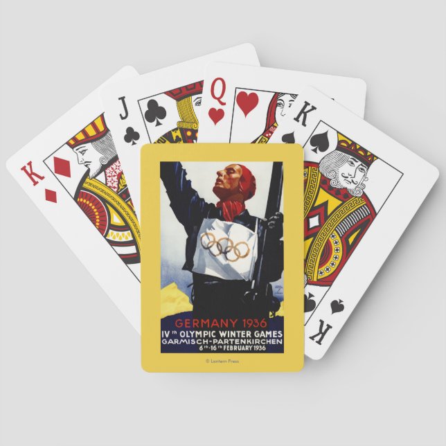 1936 Olympic Winter Games Advertisement Poster Playing Cards (Back)