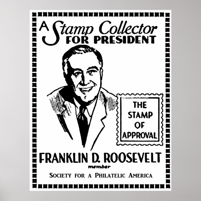 1936 Stamp Collector FDR for President Poster (Front)