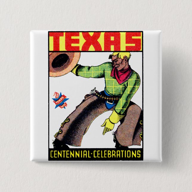 1936 Texas Centennial 2 Inch Square Button (Front)