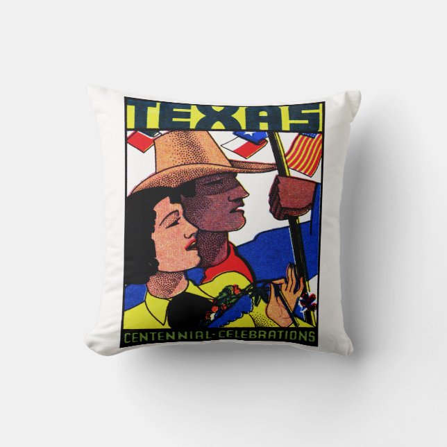 1936 Texas Centennial Throw Pillow (Front)