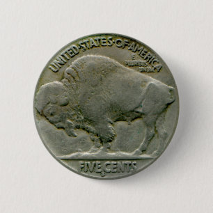 1936 US "Buffalo" nickel tails button