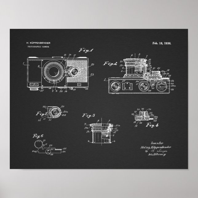 1936 Vintage Camera Patent Art Drawing Print (Front)