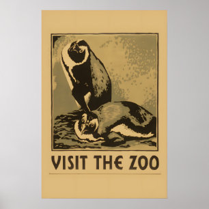 1936 Visit the Zoo! Penguin Classic WPA Federal Poster
