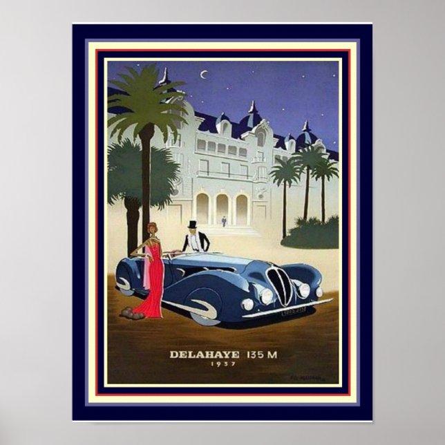 1937 Art Déco Delahaye Publicité Imprimer 12x16 (Devant)