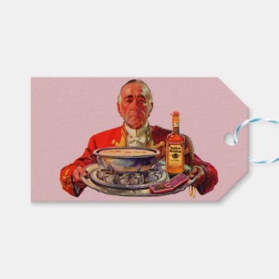 1937 butler with tray and Golden Wedding whiskey Gift Tags