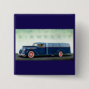 1937 Diamond T blue truck 2 Inch Square Button