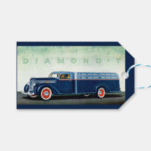 1937 Diamond T blue truck Gift Tags