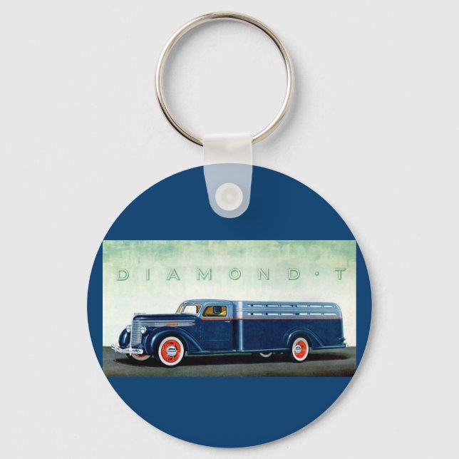 1937 Diamond T blue truck Keychain (Front)