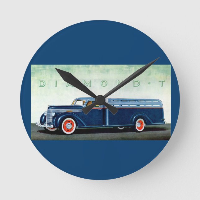 1937 Diamond T blue truck Round Clock (Front)